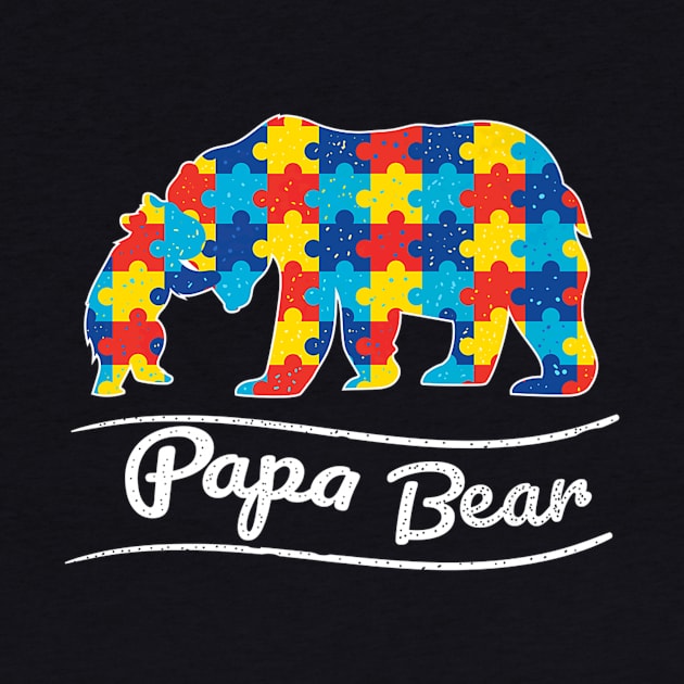 Papa Autism Bear Fathers Day by Autumn Watercolor